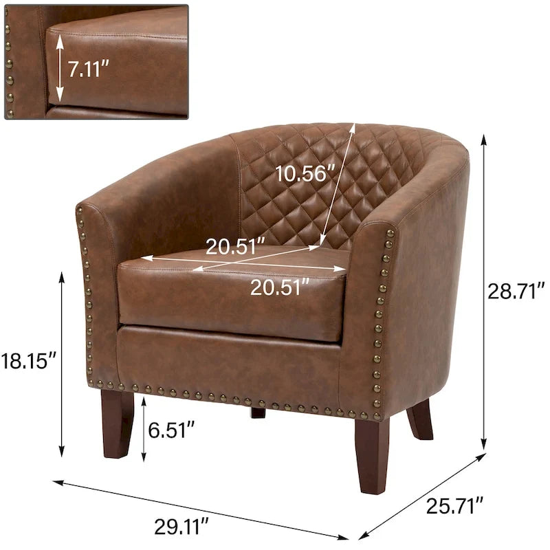 Fauteuil pivotant Ethan en cuir PU avec garniture cloutée