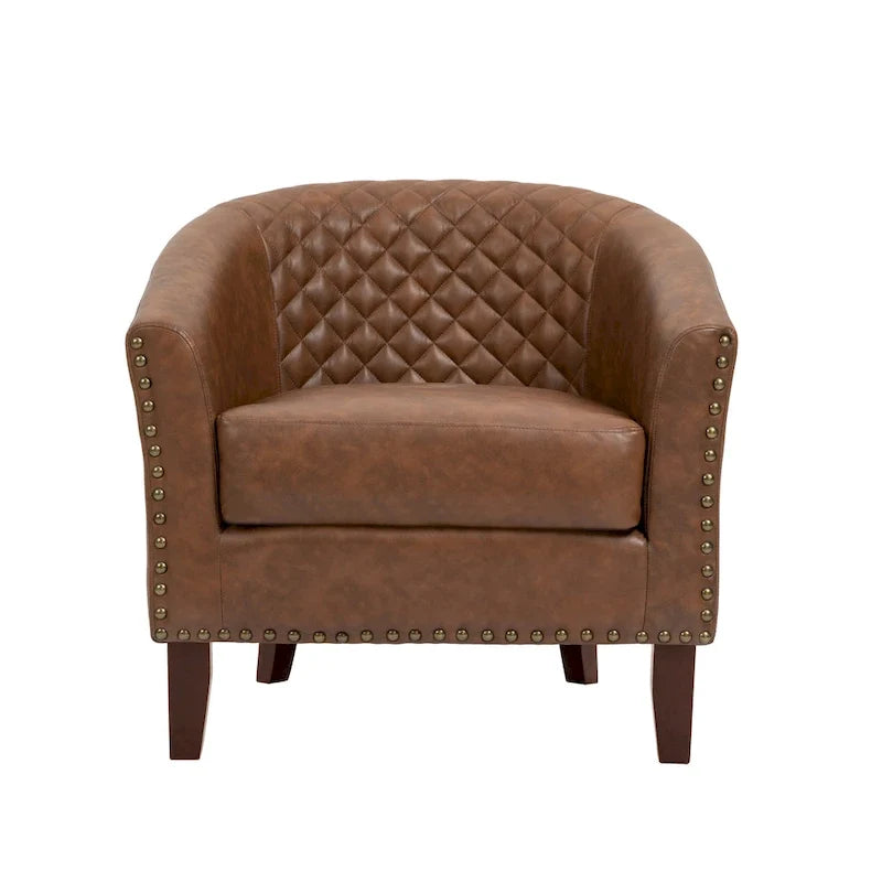 Fauteuil pivotant Ethan en cuir PU avec garniture cloutée
