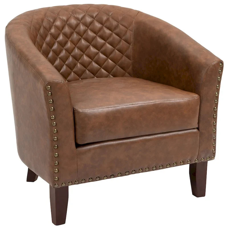 Fauteuil pivotant Ethan en cuir PU avec garniture cloutée