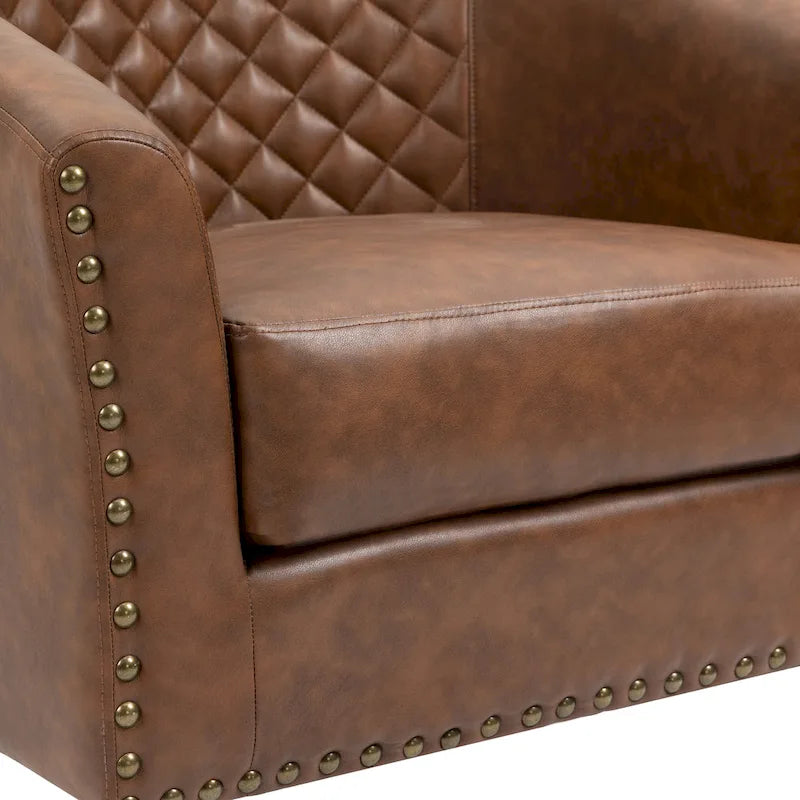 Fauteuil pivotant Ethan en cuir PU avec garniture cloutée