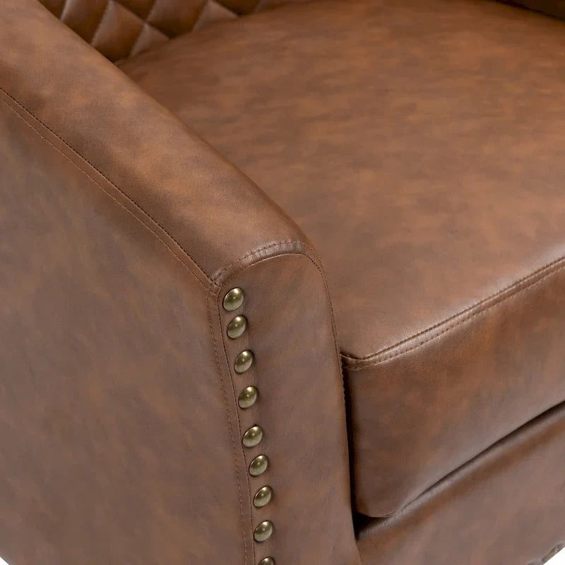 Fauteuil pivotant Ethan en cuir PU avec garniture cloutée