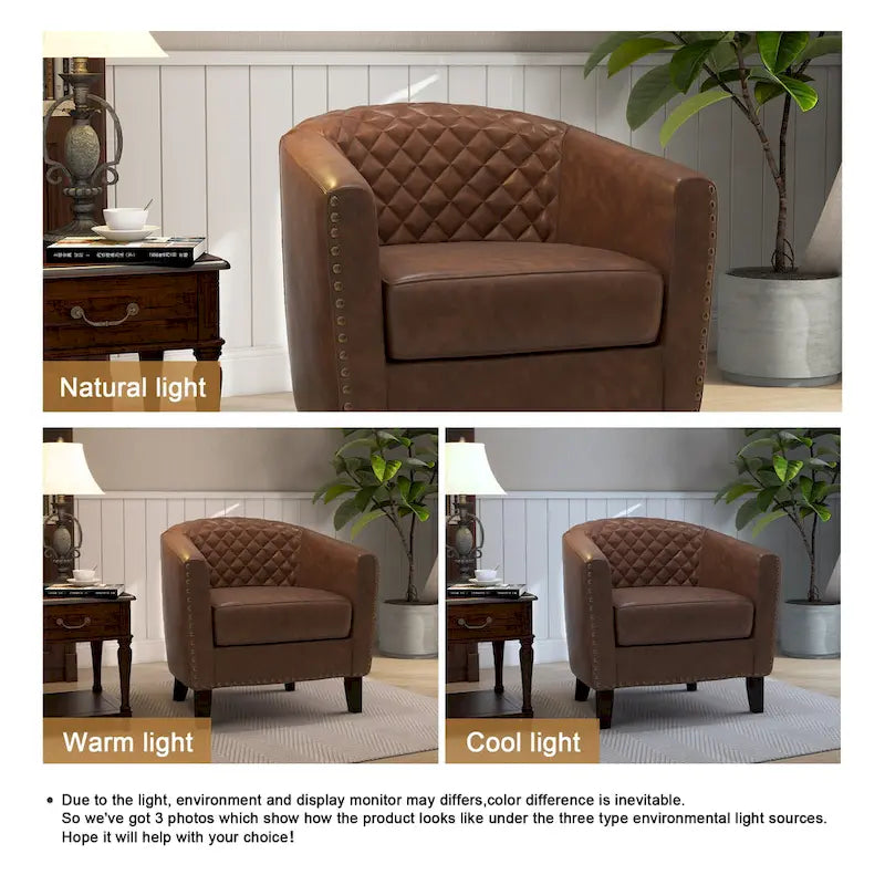 Fauteuil pivotant Ethan en cuir PU avec garniture cloutée