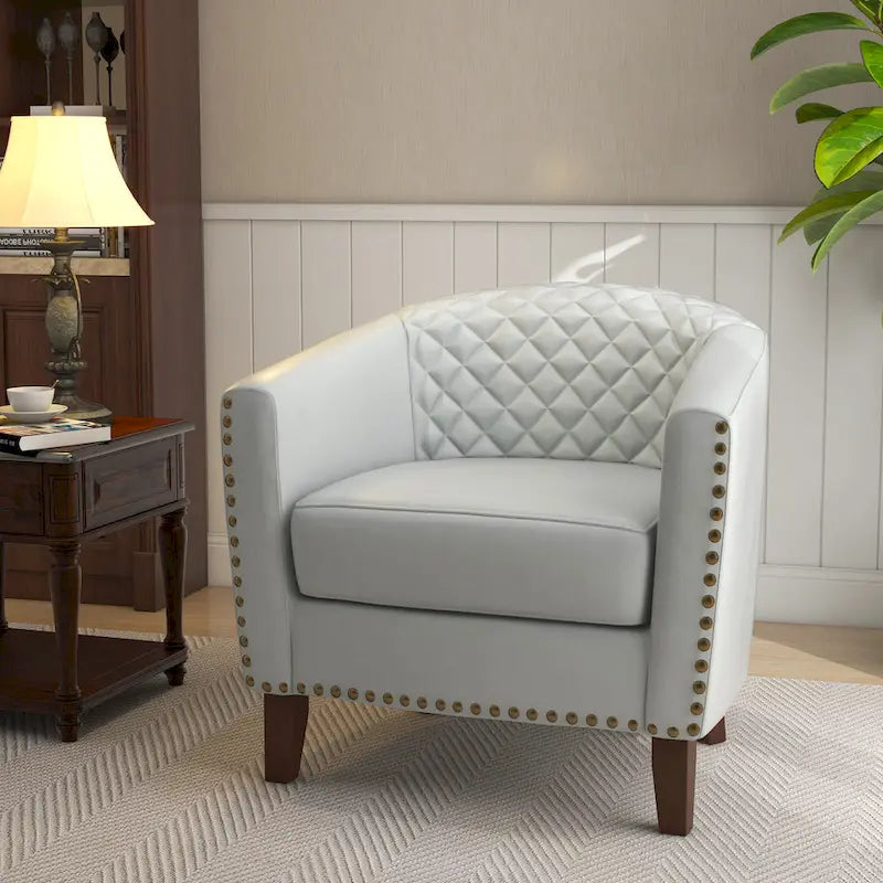 Fauteuil pivotant Ethan en cuir PU avec garniture cloutée