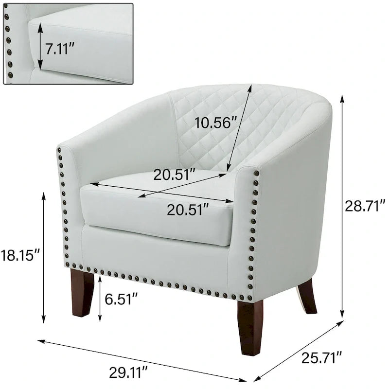 Fauteuil pivotant Ethan en cuir PU avec garniture cloutée