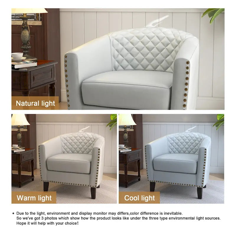 Fauteuil pivotant Ethan en cuir PU avec garniture cloutée