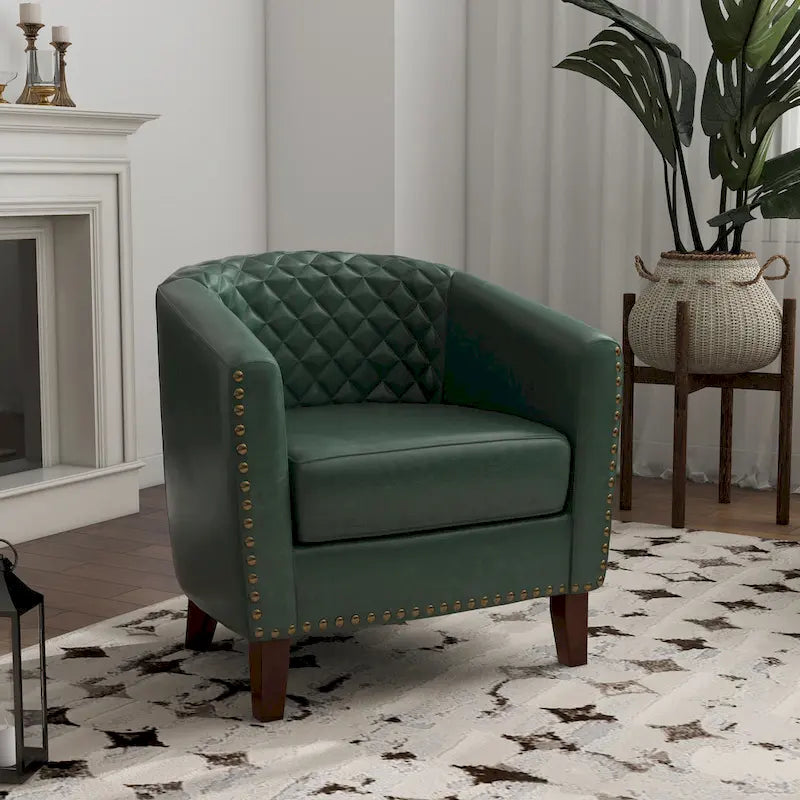 Fauteuil pivotant Ethan en cuir PU avec garniture cloutée