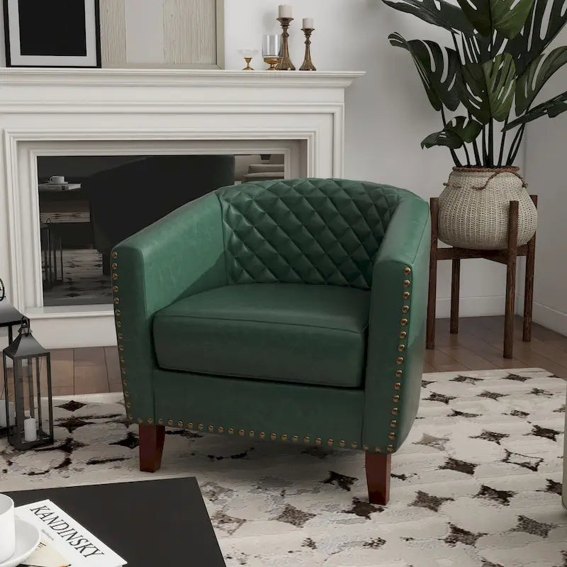 Fauteuil pivotant Ethan en cuir PU avec garniture cloutée