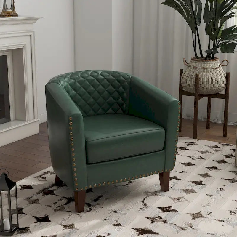 Fauteuil pivotant Ethan en cuir PU avec garniture cloutée