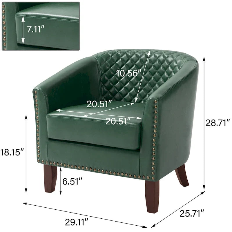 Fauteuil pivotant Ethan en cuir PU avec garniture cloutée