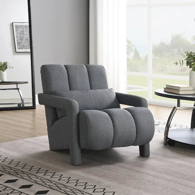 Modern Upholstered accent chair, Comfortable Linen Fabric with a pillow for Living room,bedroo,mLinen