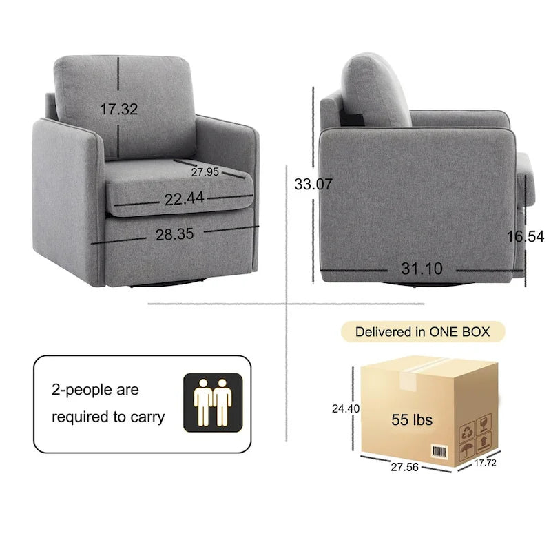 Fauteuil pivotant en lin