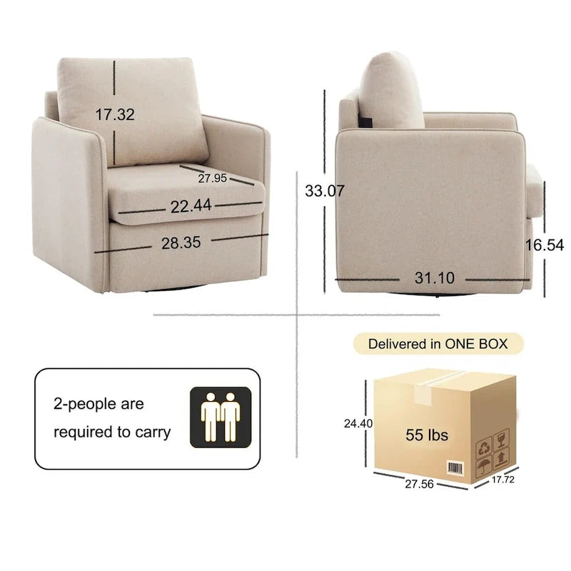 Fauteuil pivotant en lin