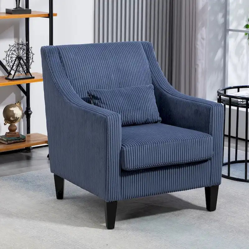 HOMEFUN Corduroy Upholstered Mid-Century Modern Wood Frame Armchair for Living Room