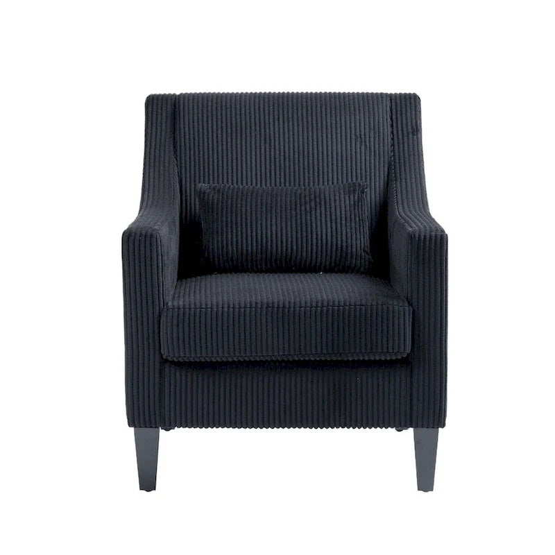 HOMEFUN Fauteuil d'appoint en velours côtelé avec cadre en bois style moderne du milieu du siècle pour salon