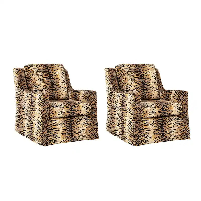 Stan Farmhouse Slipcover Rocking Swivel Chair Set of 2 by HULALA HOME