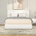 Letto imbottito con piattaforma Queen Size in Bouclé Avorio