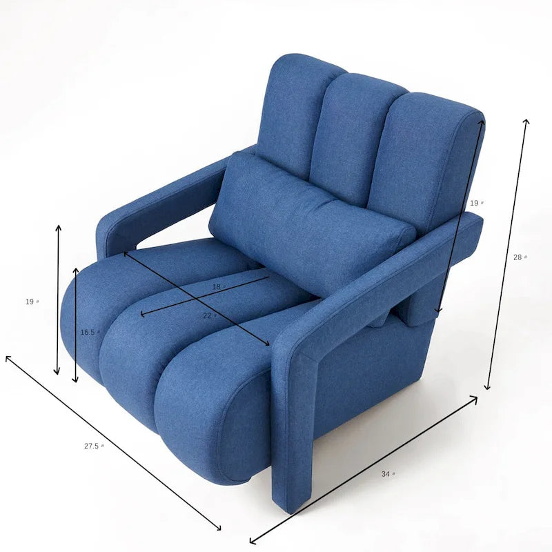 Modern Linen Upholstered Accent Chair with 1 Pillow, Set of 1