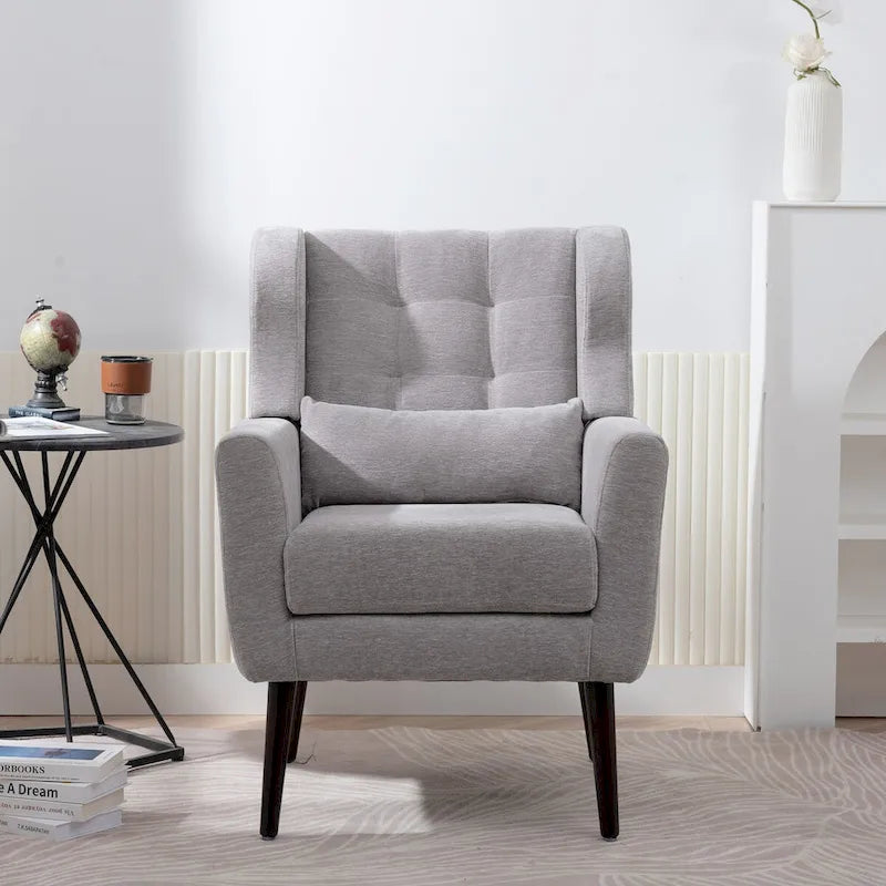 Upholstered Accent Chairs, Armchair Club Chair With Wooden Leg For Living room, Bedroom Reading Room