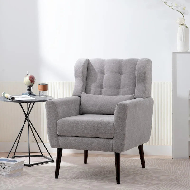 Upholstered Accent Chairs, Armchair Club Chair With Wooden Leg For Living room, Bedroom Reading Room