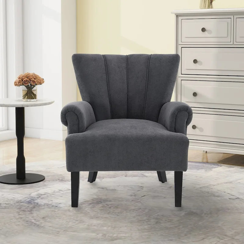 Upholstered Accent Chairs, Armchair Club Chair With Wooden Leg For Living room, Bedroom Reading Room