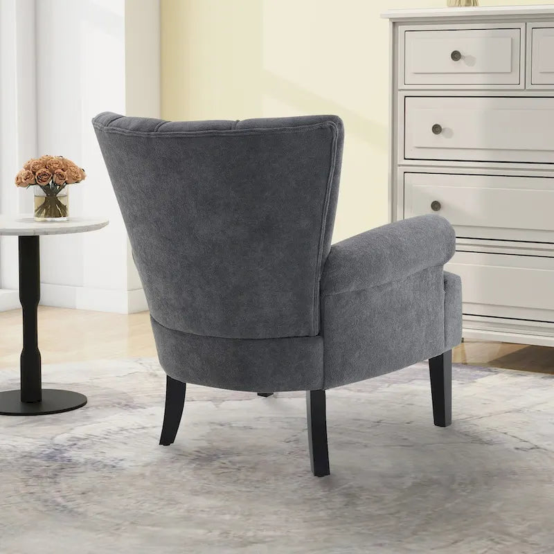 Upholstered Accent Chairs, Armchair Club Chair With Wooden Leg For Living room, Bedroom Reading Room