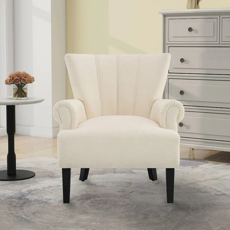 Upholstered Accent Chairs, Armchair Club Chair With Wooden Leg For Living room, Bedroom Reading Room