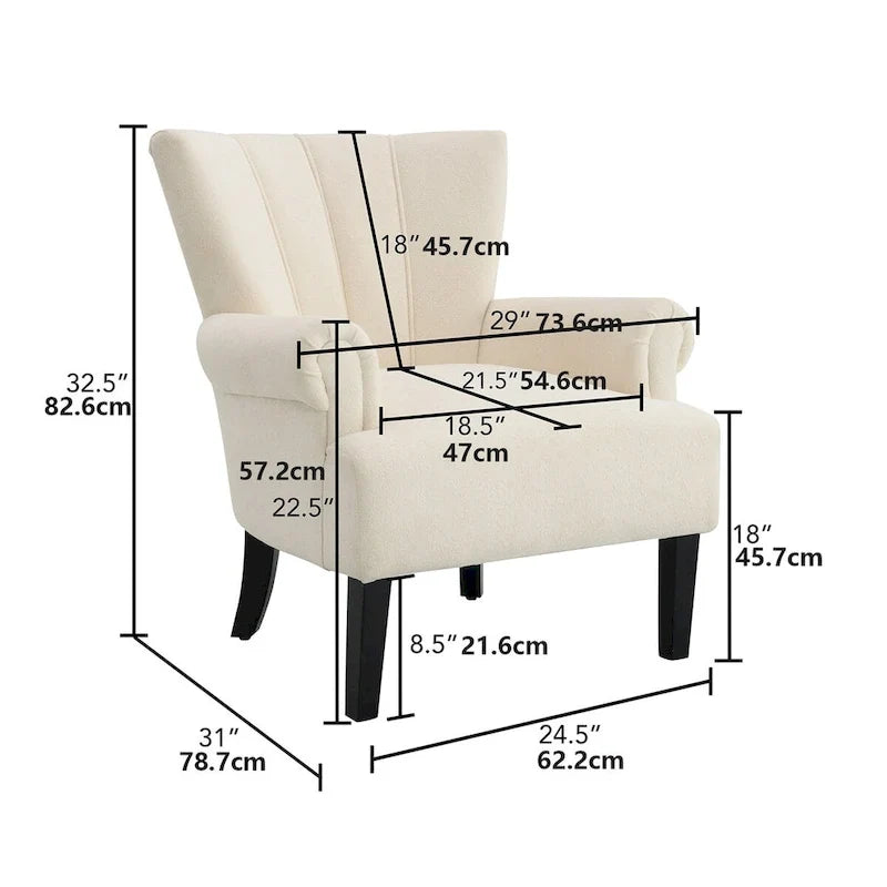Upholstered Accent Chairs, Armchair Club Chair With Wooden Leg For Living room, Bedroom Reading Room