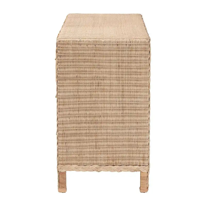 Cassettiera Lanica Japandi con 6 cassetti in rattan intrecciato sbiancato al sole