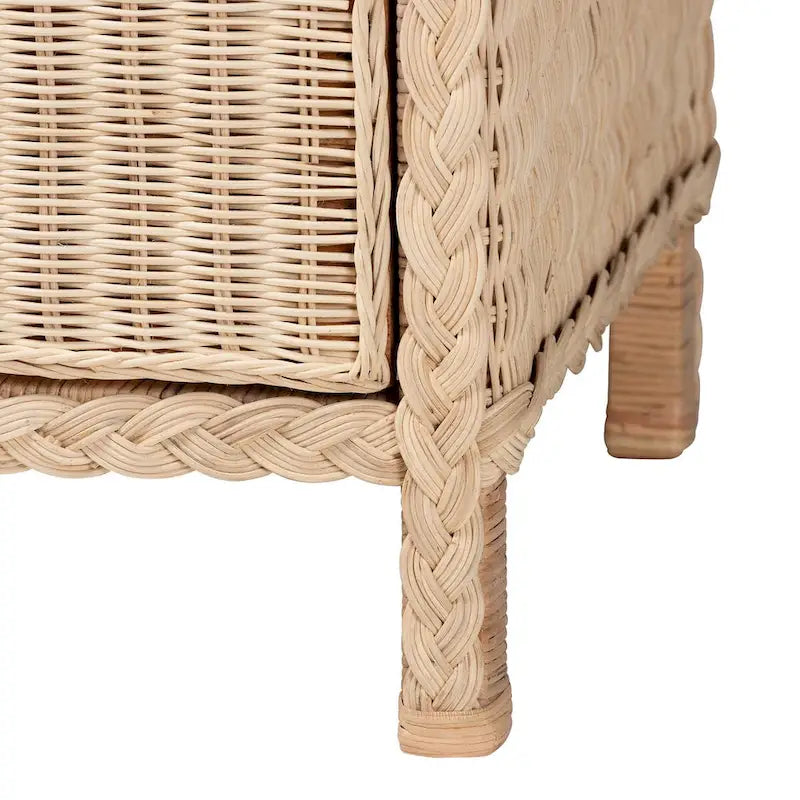 Cassettiera Lanica Japandi con 6 cassetti in rattan intrecciato sbiancato al sole