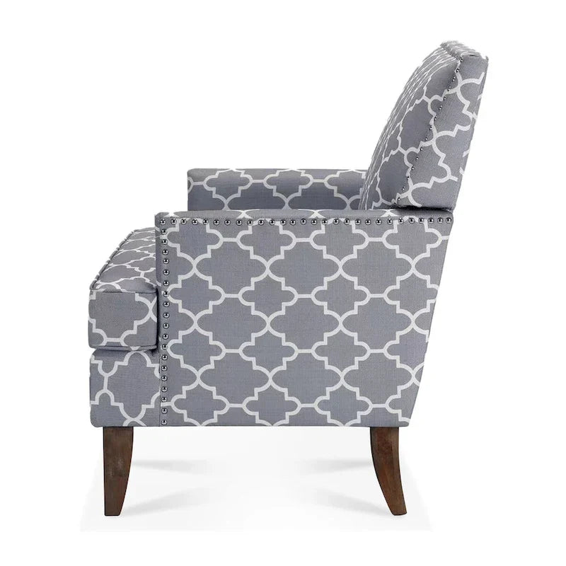 Fauteuils d'appoint rembourrés en tissu avec pieds en bois
