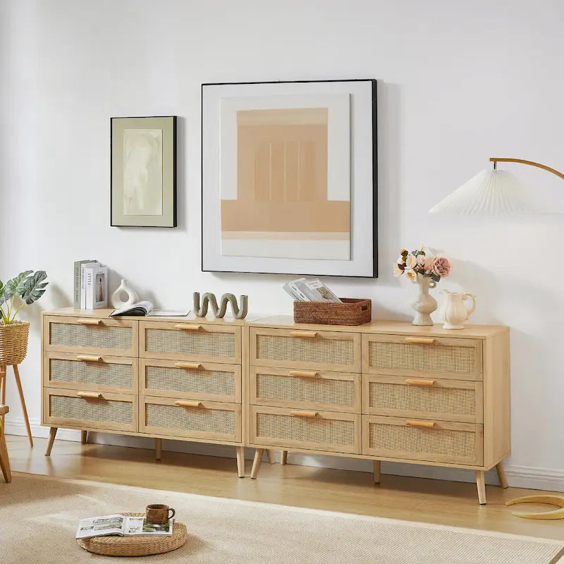 Commode de chambre à façades en rotin