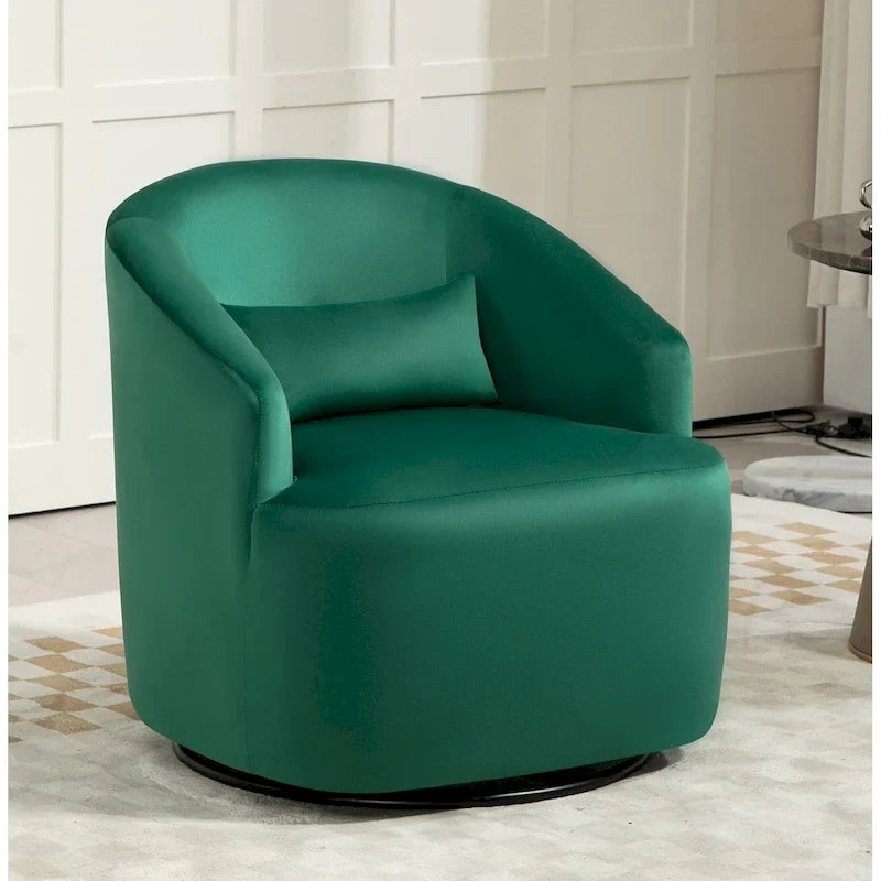 Accent Chair with Barrel-shaped Design and 360 Degree Swivel Feature