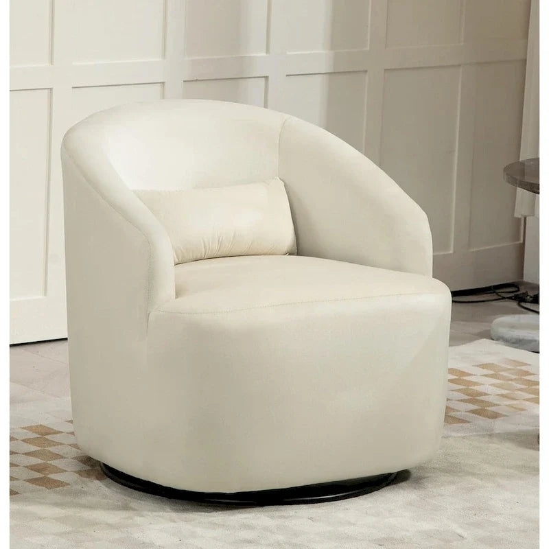 Accent Chair with Barrel-shaped Design and 360 Degree Swivel Feature