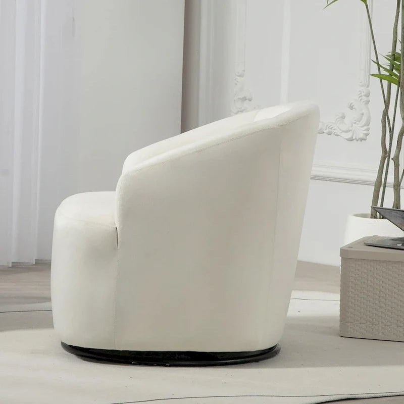 Accent Chair with Barrel-shaped Design and 360 Degree Swivel Feature