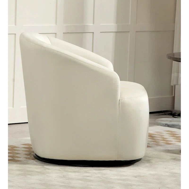 Accent Chair with Barrel-shaped Design and 360 Degree Swivel Feature