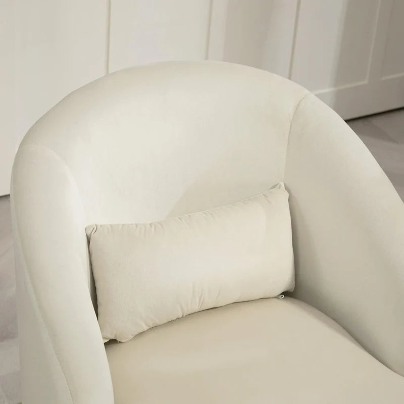 Accent Chair with Barrel-shaped Design and 360 Degree Swivel Feature