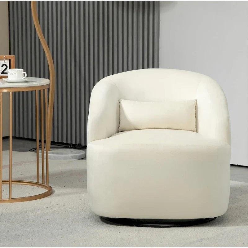 Accent Chair with Barrel-shaped Design and 360 Degree Swivel Feature