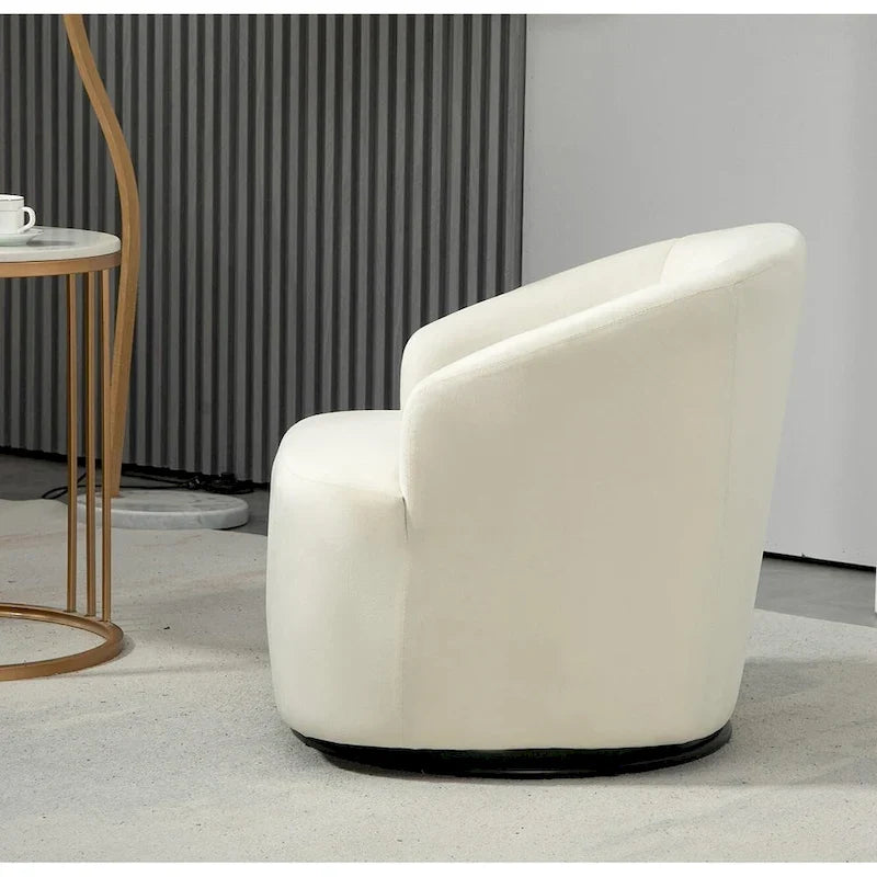 Accent Chair with Barrel-shaped Design and 360 Degree Swivel Feature