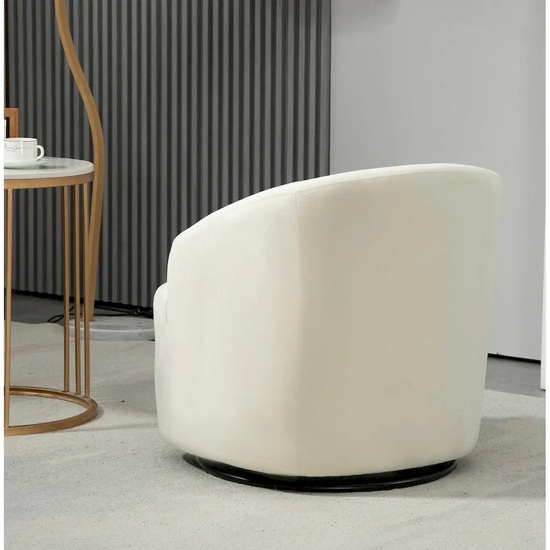 Accent Chair with Barrel-shaped Design and 360 Degree Swivel Feature