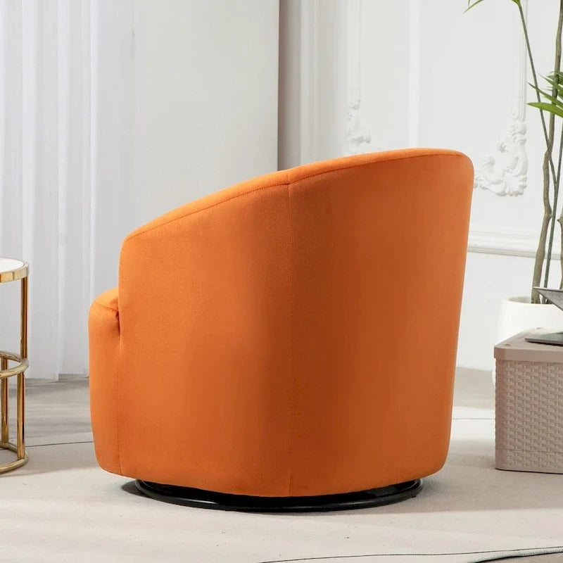 Accent Chair with Barrel-shaped Design and 360 Degree Swivel Feature