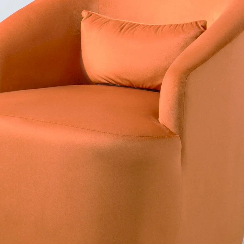 Accent Chair with Barrel-shaped Design and 360 Degree Swivel Feature
