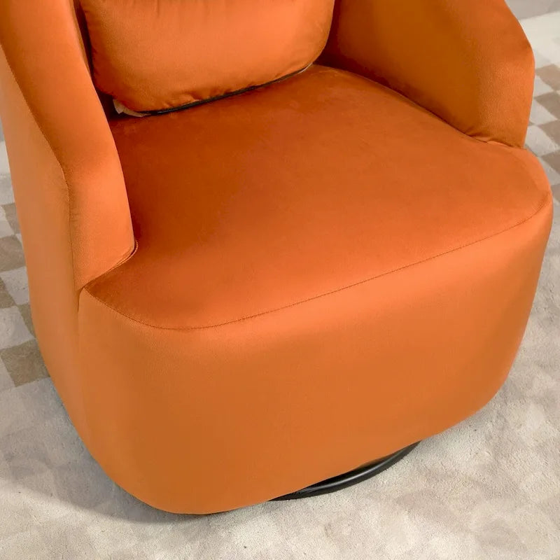 Accent Chair with Barrel-shaped Design and 360 Degree Swivel Feature