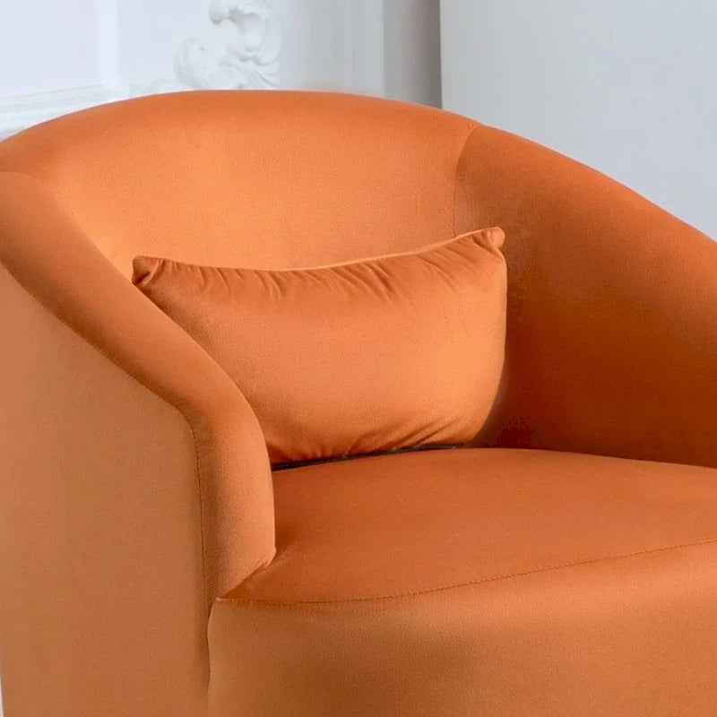 Accent Chair with Barrel-shaped Design and 360 Degree Swivel Feature