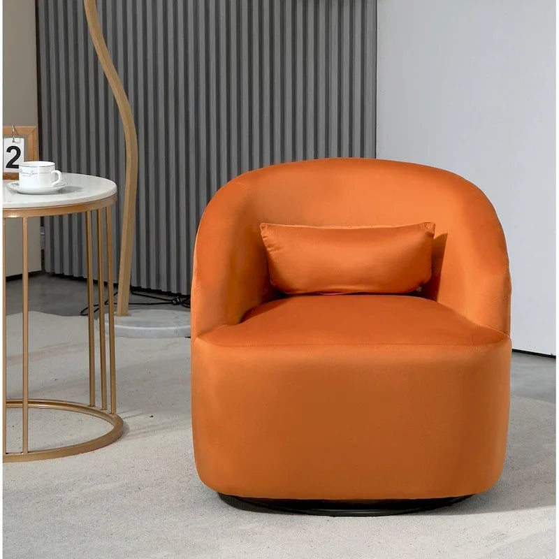 Accent Chair with Barrel-shaped Design and 360 Degree Swivel Feature