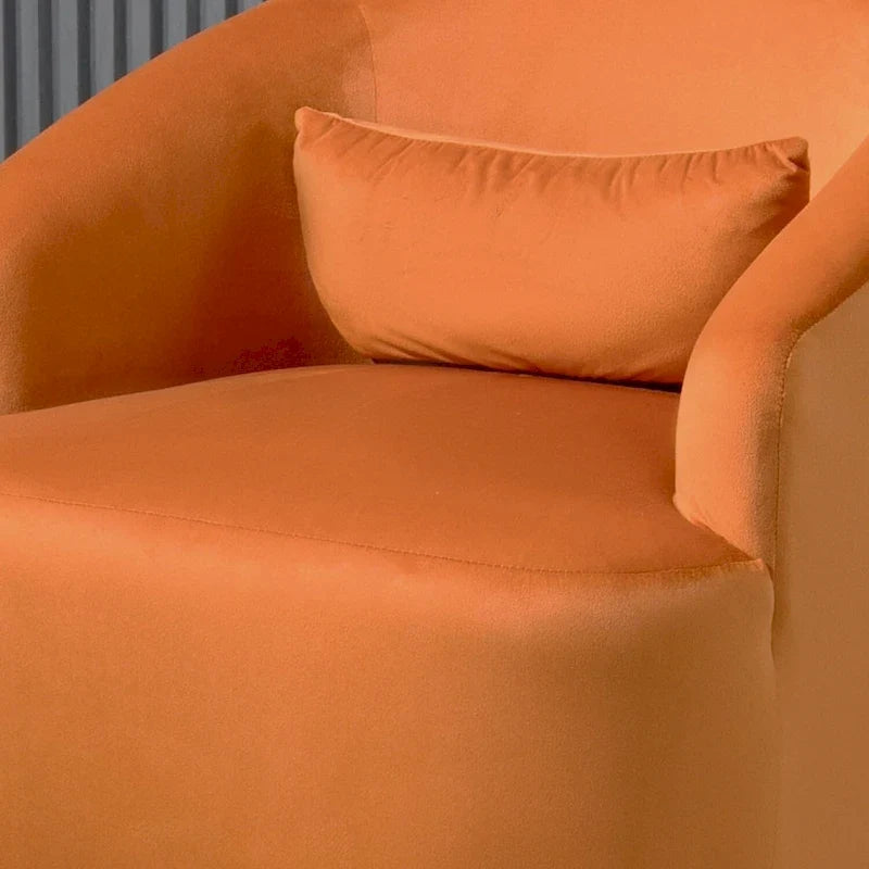 Accent Chair with Barrel-shaped Design and 360 Degree Swivel Feature