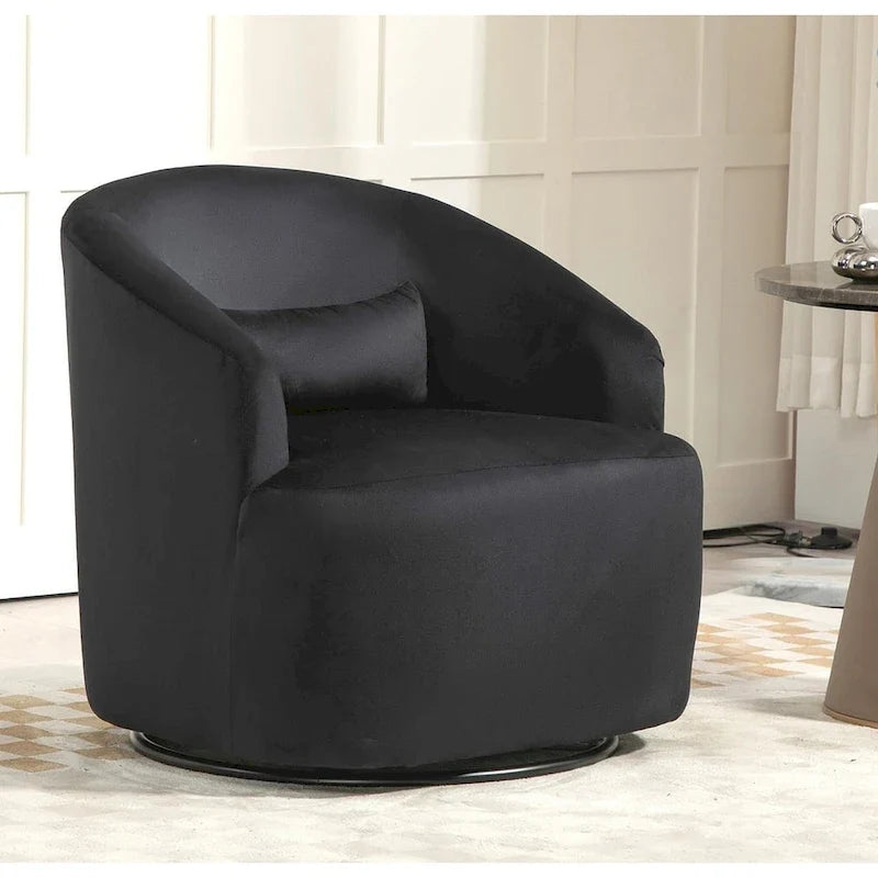 Accent Chair with Barrel-shaped Design and 360 Degree Swivel Feature