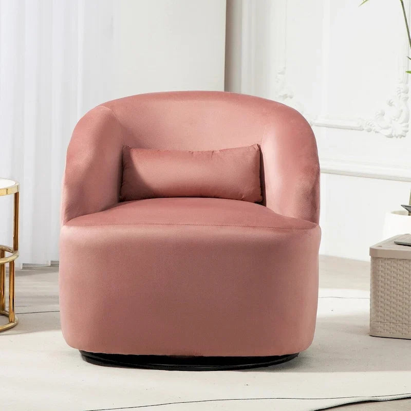 US Pride Furniture Accent Chair with Barrel-shaped Design and 360 Degree Swivel Feature