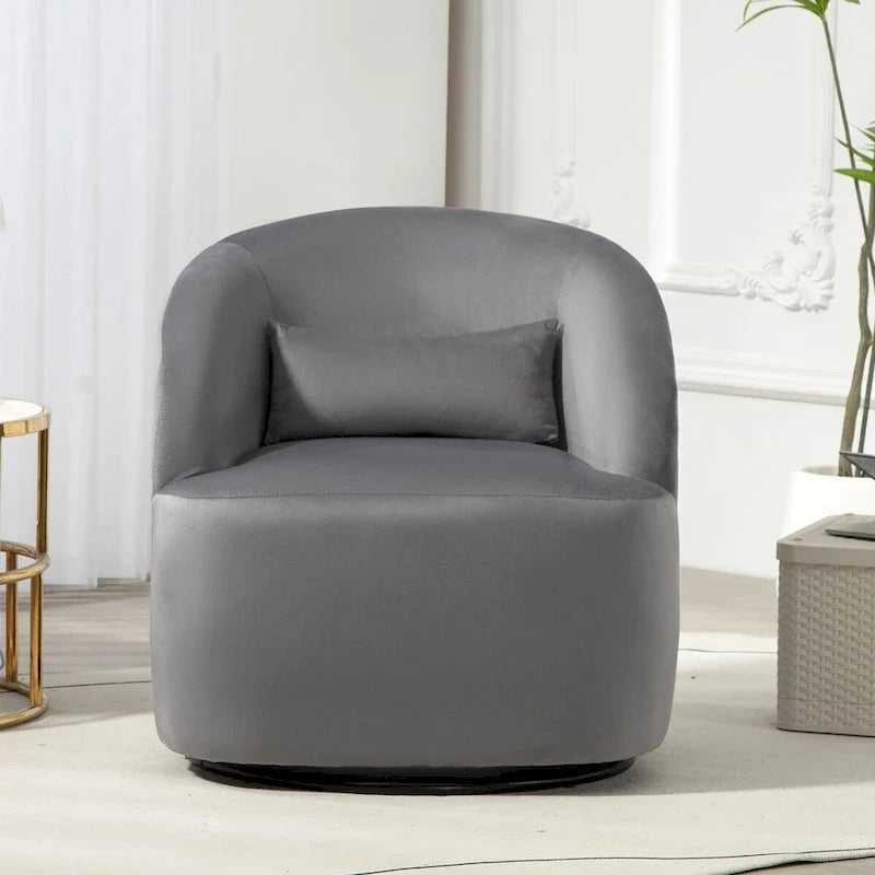US Pride Furniture Accent Chair with Barrel-shaped Design and 360 Degree Swivel Feature