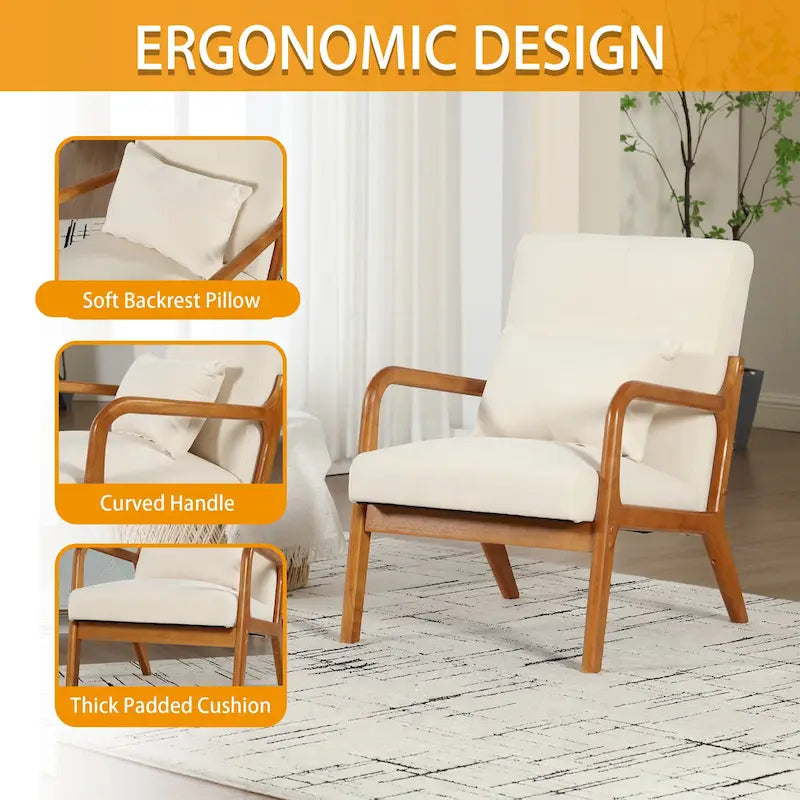 Fauteuil de salon en velours/cuir et bois de style moderne du milieu du siècle (lot de 2)