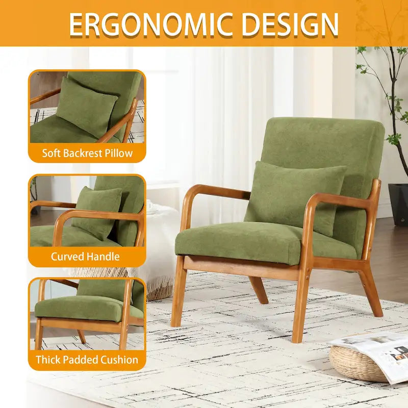 Fauteuil de salon en velours/cuir et bois de style moderne du milieu du siècle (lot de 2)